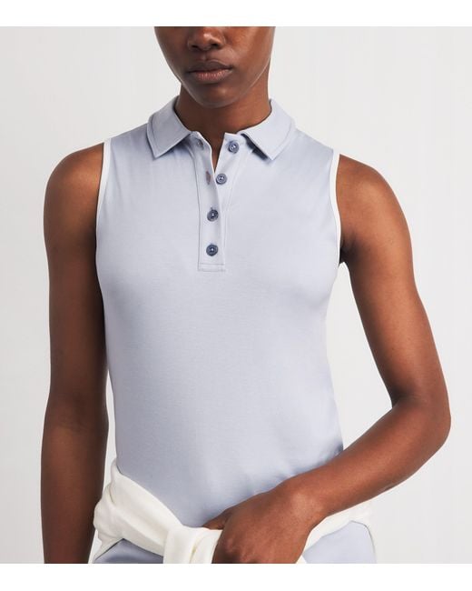 Eleventy White Cotton Sleeveless Polo Shirt