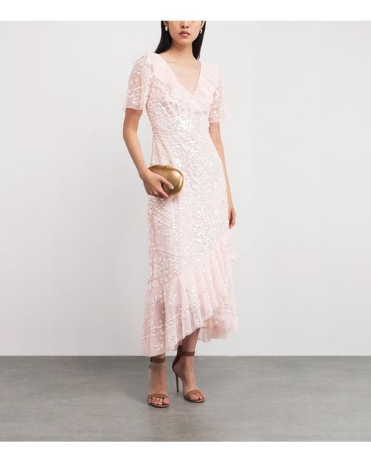 Needle & Thread Pink Anais Sequin Frill Gown
