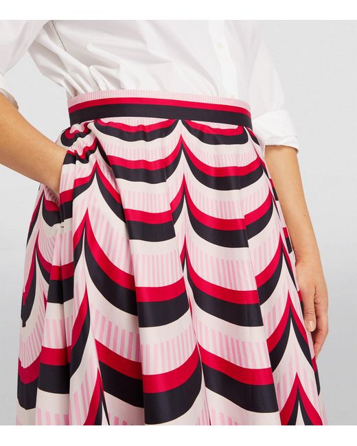 Marina Rinaldi Red X Mary Katrantzou Stripe Print Midi Skirt
