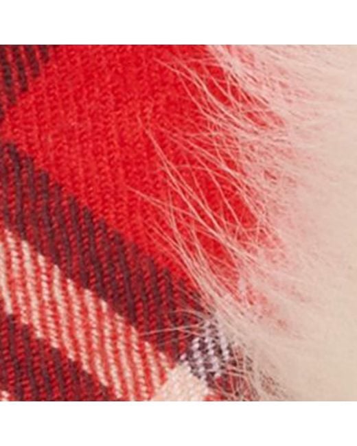 Burberry Red Wool Check Trapper Hat for men