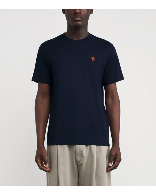 Sandro Blue Cotton Logo-Patch T-Shirt for men