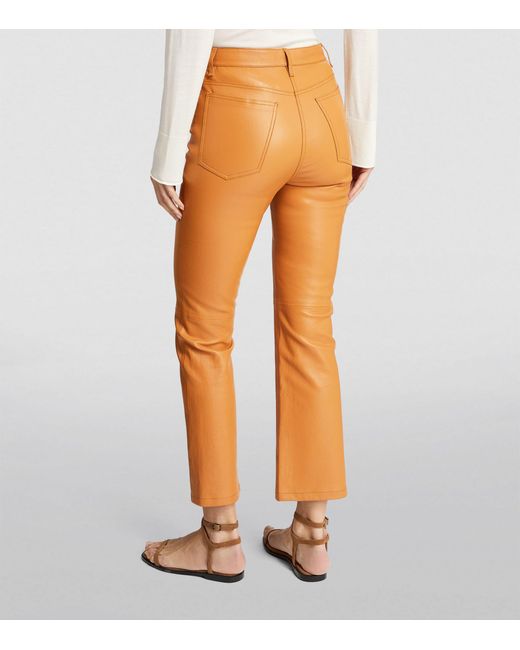 Joseph Orange Leather Stretch Duke Trousers