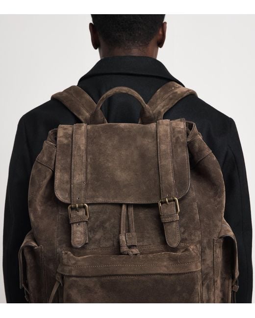 Officine Creative Brown Suede Bostonian Backpack for men