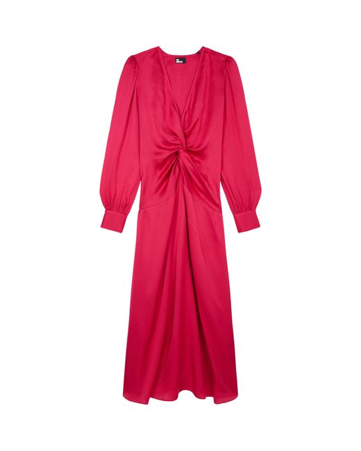 The Kooples Red Twisted Midi Dress
