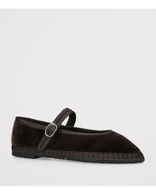 Flabelus Black Velvet Pierre Mary Jane Flats