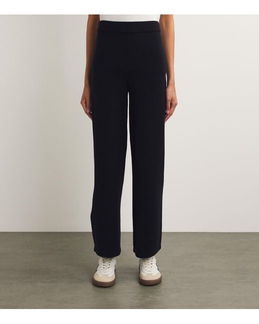 Max Mara Black Wool Knitted Wide-Leg Trousers