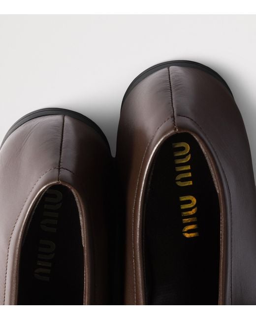 Miu Miu Brown Nappa Leather Mary Jane Ballet Flats