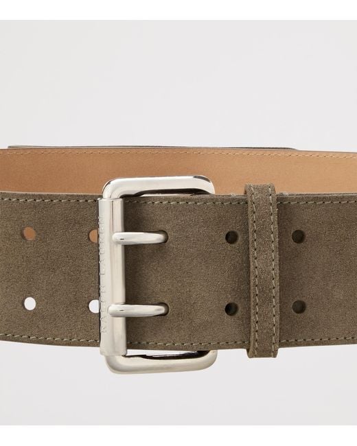 Ralph Lauren Brown Suede Double-Prong Buckle Belt