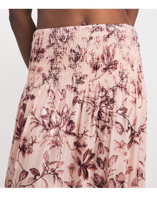 Alice + Olivia Pink Smocked Stevie Maxi Skirt