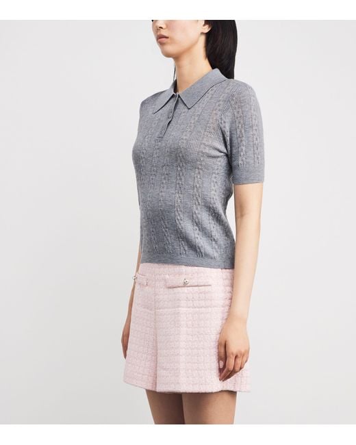 Sandro Gray Wool Polo Sweater