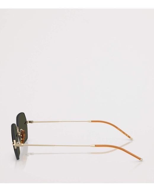 Oliver Peoples Green Titanium Tk-13 Rectangle Sunglasses