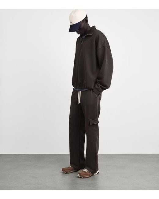 Represent Black Cotton Initial Quarter-Zip Sweatshirt for men
