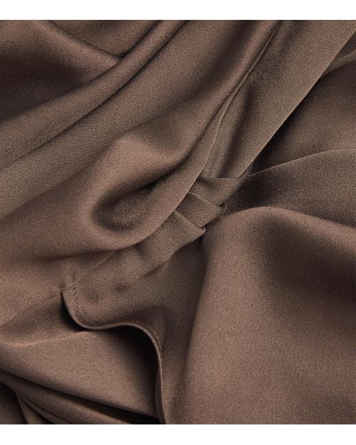 Jonathan Simkhai Brown Satin Draped Talita Midi Dress