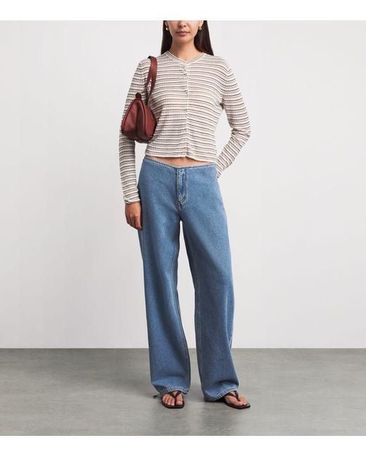 Still Here Blue Drawstring Sport Wide-Leg Jeans