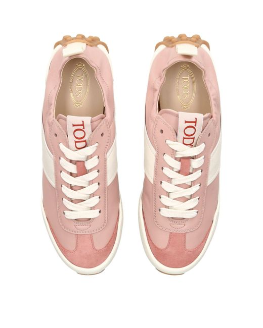 Tod's Pink Leather Panelled Sneakers