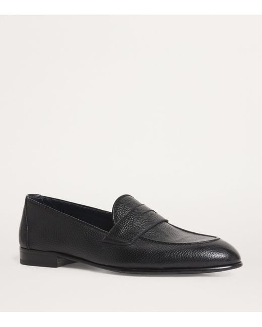Brioni Black Leather Appia Loafers for men