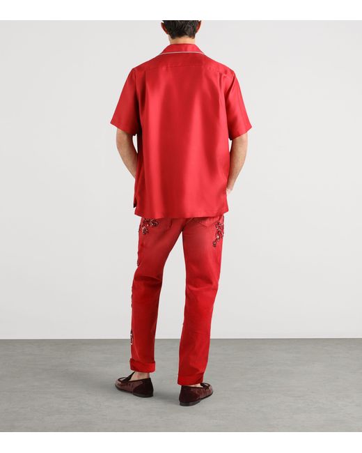 Dolce & Gabbana Red Silk Shorts for men