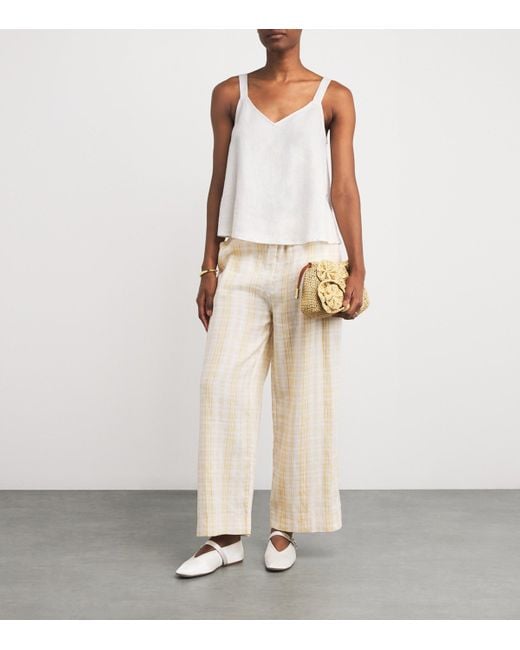 Eberjey White Linen-Blend V-Neck Cami Top
