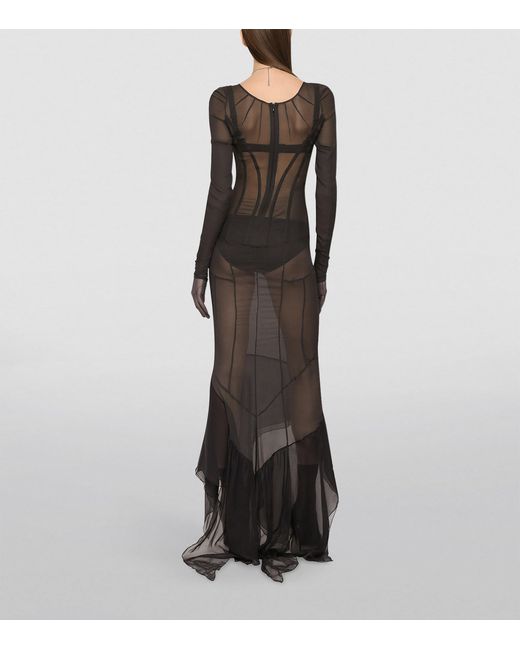 Dolce & Gabbana Black Kim Silk Semi-Sheer Maxi Dress