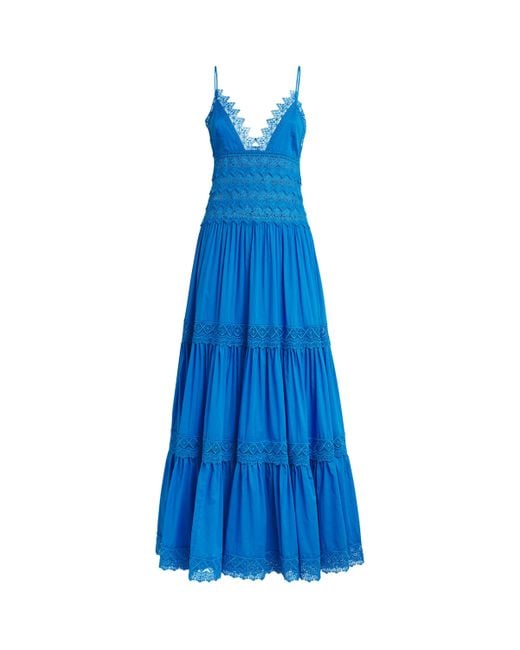 Charo Ruiz Blue Cotton-Blend Cindy Maxi Dress