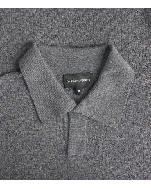 Emporio Armani Gray Virgin Wool Polo Shirt for men