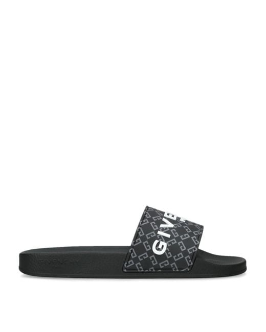 Givenchy Black Rubber Monogram Logo Slides for men
