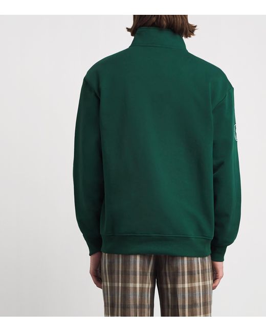 Malbon Green Cotton Collegiate Quarter-Zip Sweatshirt for men
