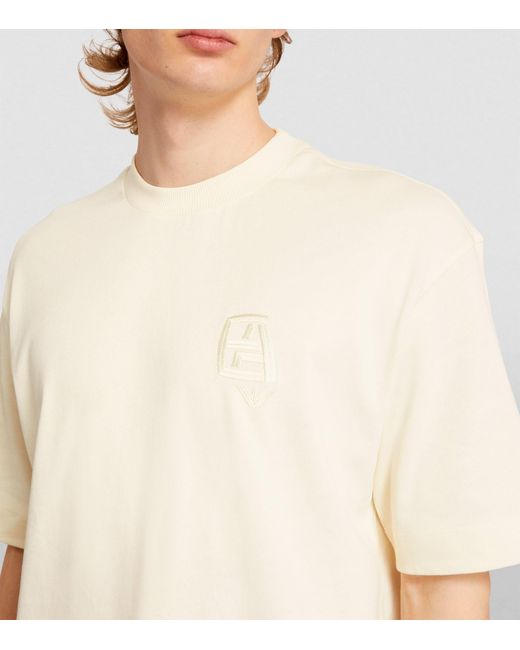 Emporio Armani White Cotton Embroidered Monogram Shirt for men