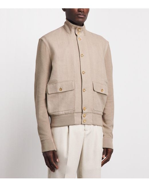 Ralph Lauren Natural Silk-Cotton Herringbone Hybrid Jacket for men
