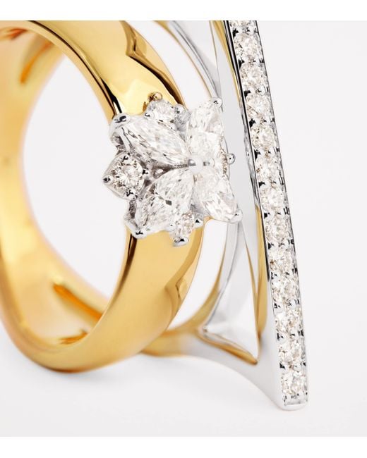 YEPREM Metallic And Diamond Golden Strada Stackable Ring