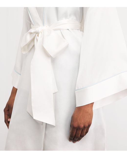 Olivia Von Halle White Mimi Silk Robe