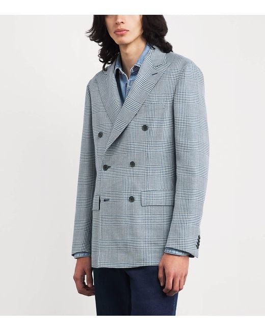 Brioni Blue Wool-Silk-Linen Soffio Blazer for men