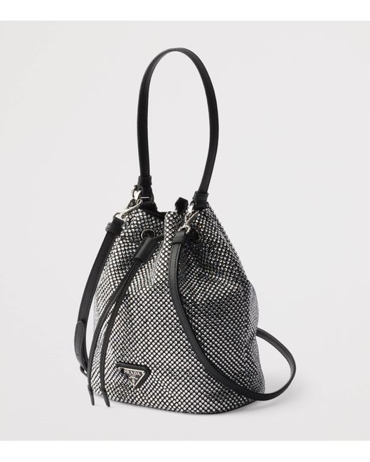 Prada Black Mini Crystal-Embellished Bucket Bag