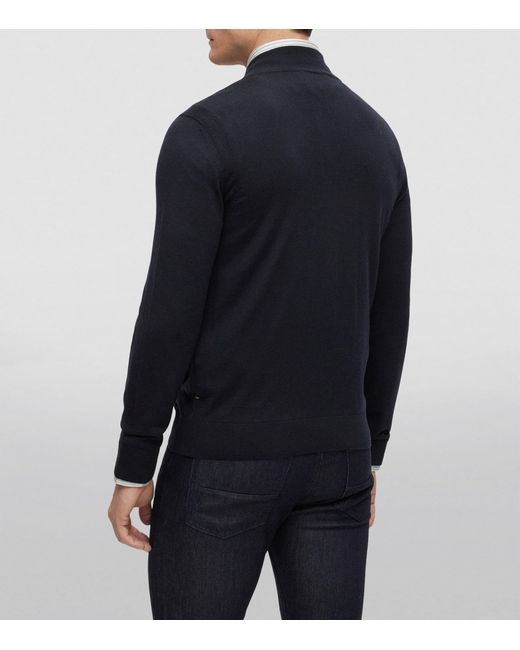 Boss Blue Wool-Cashmere-Silk Cardigan for men