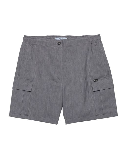 Prada Gray Virgin Wool-Mohair Shorts