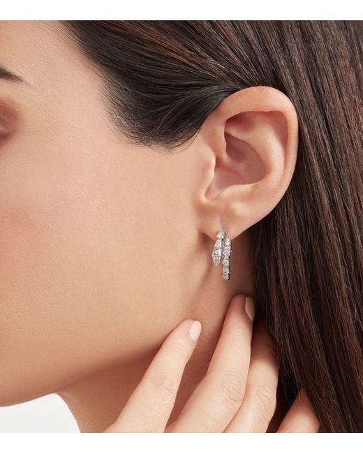 BVLGARI Metallic And Diamond Serpenti Viper Hoop Earrings