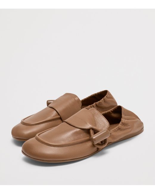 Loewe Brown Leather Toggle Loafers