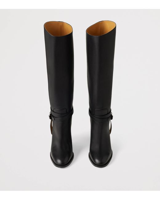 Ralph Lauren Black Leather Donnely Knee-High Boots 90