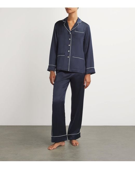 Olivia Von Halle Blue Silk Coco Pyjama Set