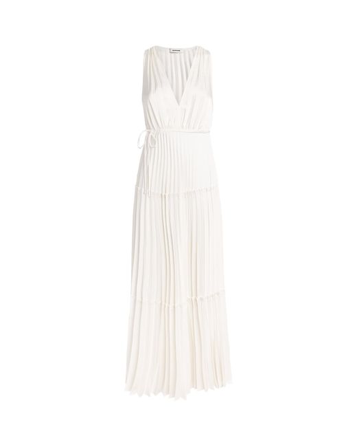Sandro White Pleated Maxi Dress
