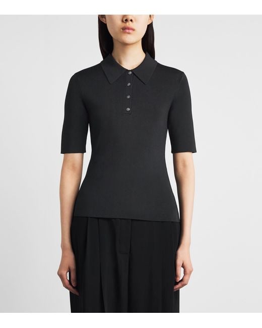 Theory Black Knit Polo Shirt