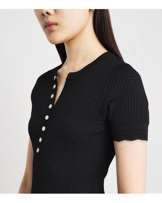 Sandro Black Knitted Midi Dress
