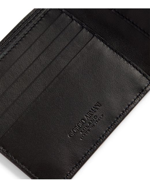 Giorgio Armani Black Leather Wave-Embossed Bifold Wallet for men
