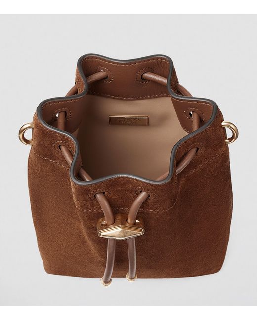 Jimmy Choo Brown Cinch Mini Suede Top-Handle Bucket Bag