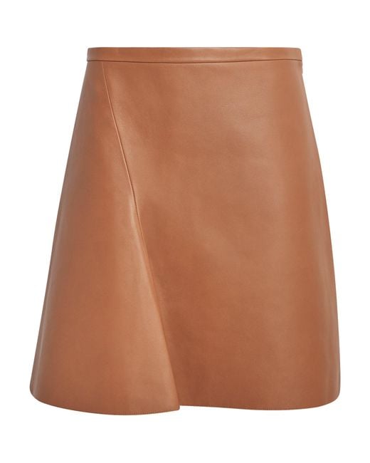Theory Brown Lambskin Mini Skirt