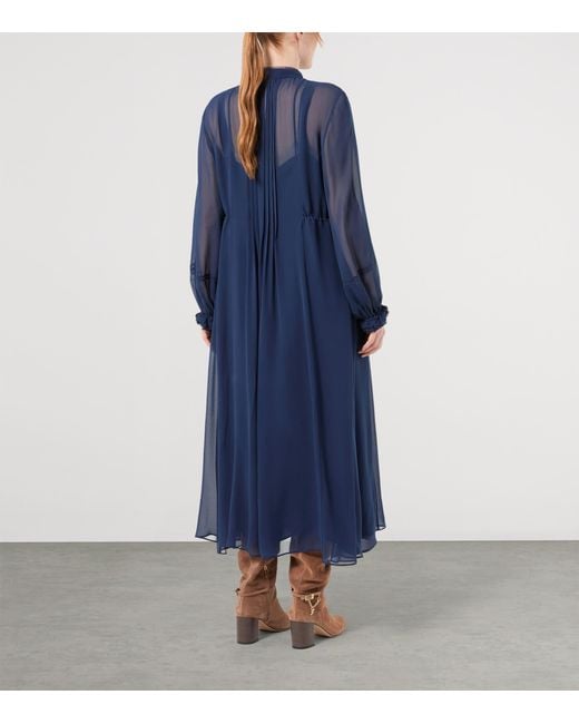 Marina Rinaldi Blue Silk Midi Dress