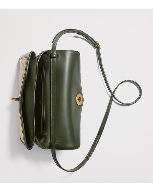 Bottega Veneta Metallic Raffia Knot Lock Shoulder Bag