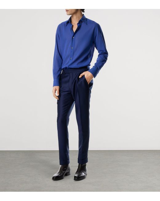 Tom Ford Blue Cotton Voile Shirt for men