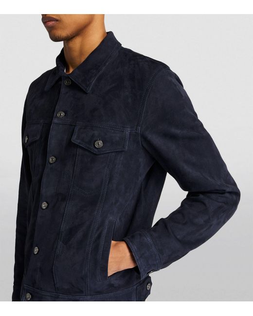 7 For All Mankind Blue Suede Trucker Jacket for men