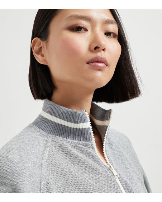 Brunello Cucinelli Gray Sparkling Piqué Zip-Up Sweatshirt